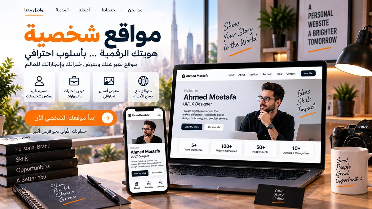 مساحة عمل ولابتوب لموقع شخصي